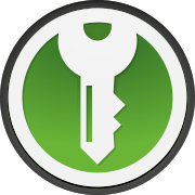 Das Logo von Keepass - Ein weißer Schlüssel auf grünem Grund in einem Kreis