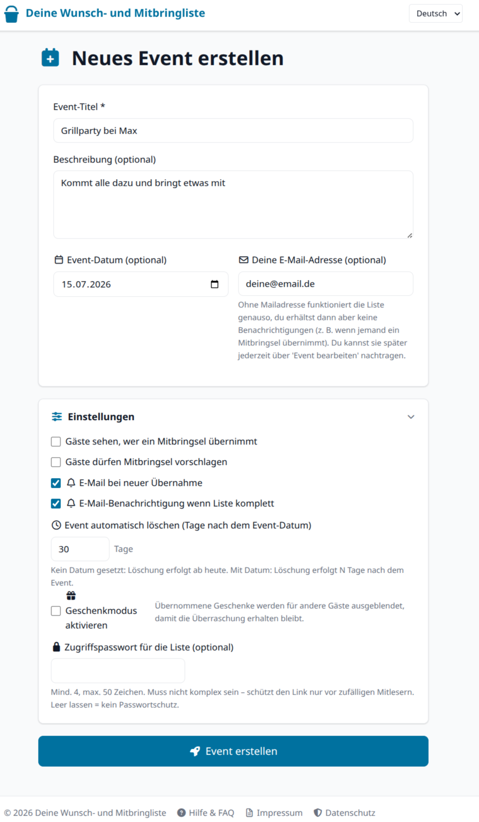 Eine Liste erstellen
