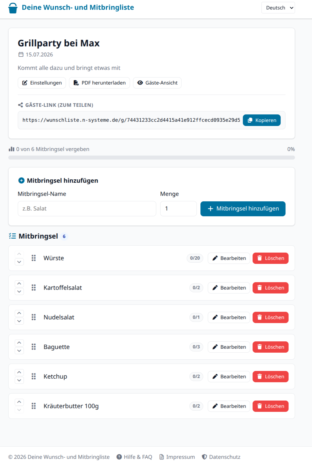 Liste füllen